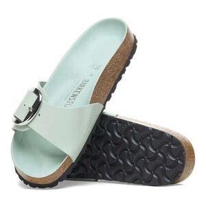 Birkenstock | Women’s Mint Green Big Buckle Madrid Leather Slide Sandal 10-10.5